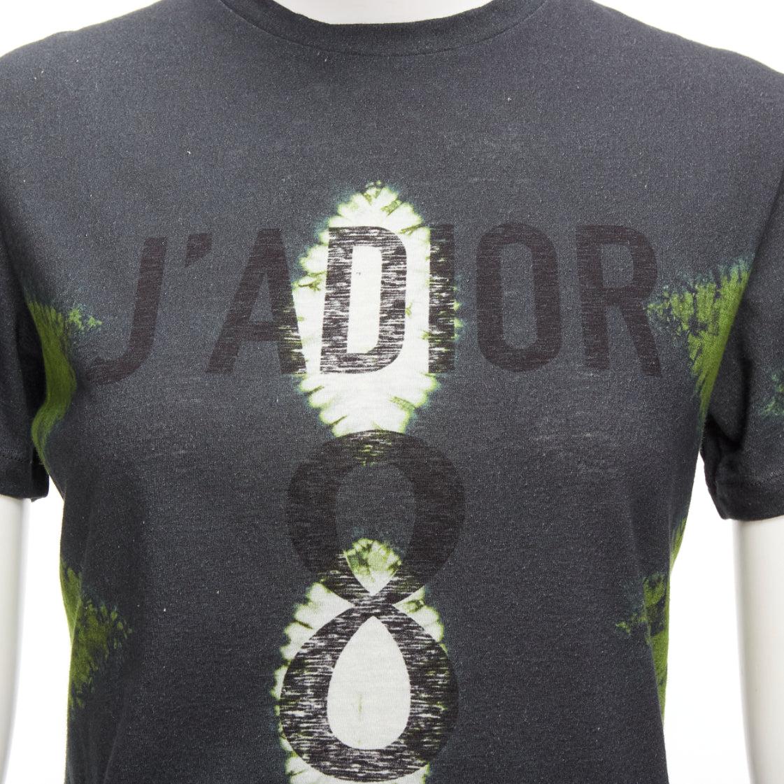 CHRISTIAN DIOR J'adior green grey tie dye cotton linen 8 tshirt XS For Sale 2