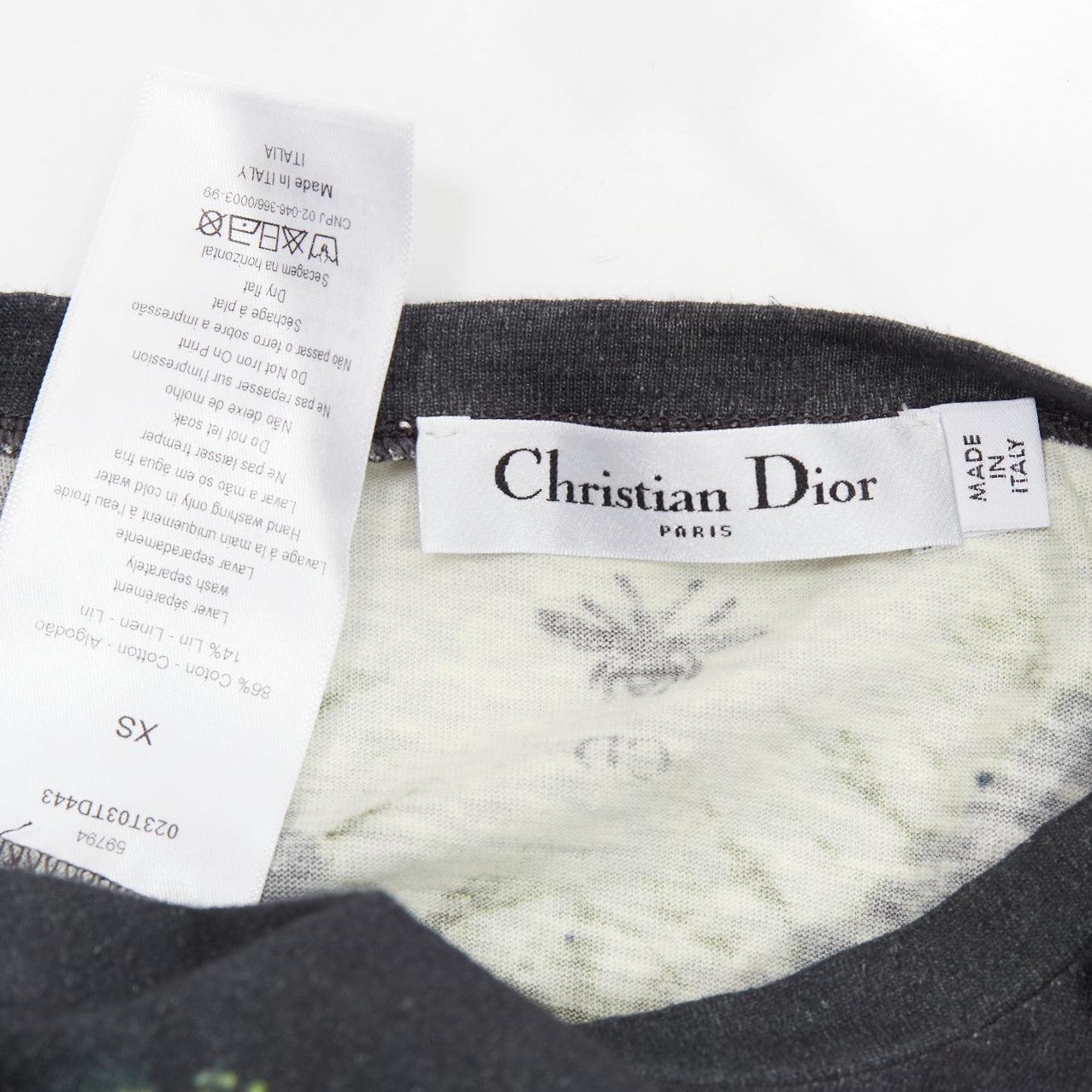 CHRISTIAN DIOR J'adior green grey tie dye cotton linen 8 tshirt XS For Sale 4