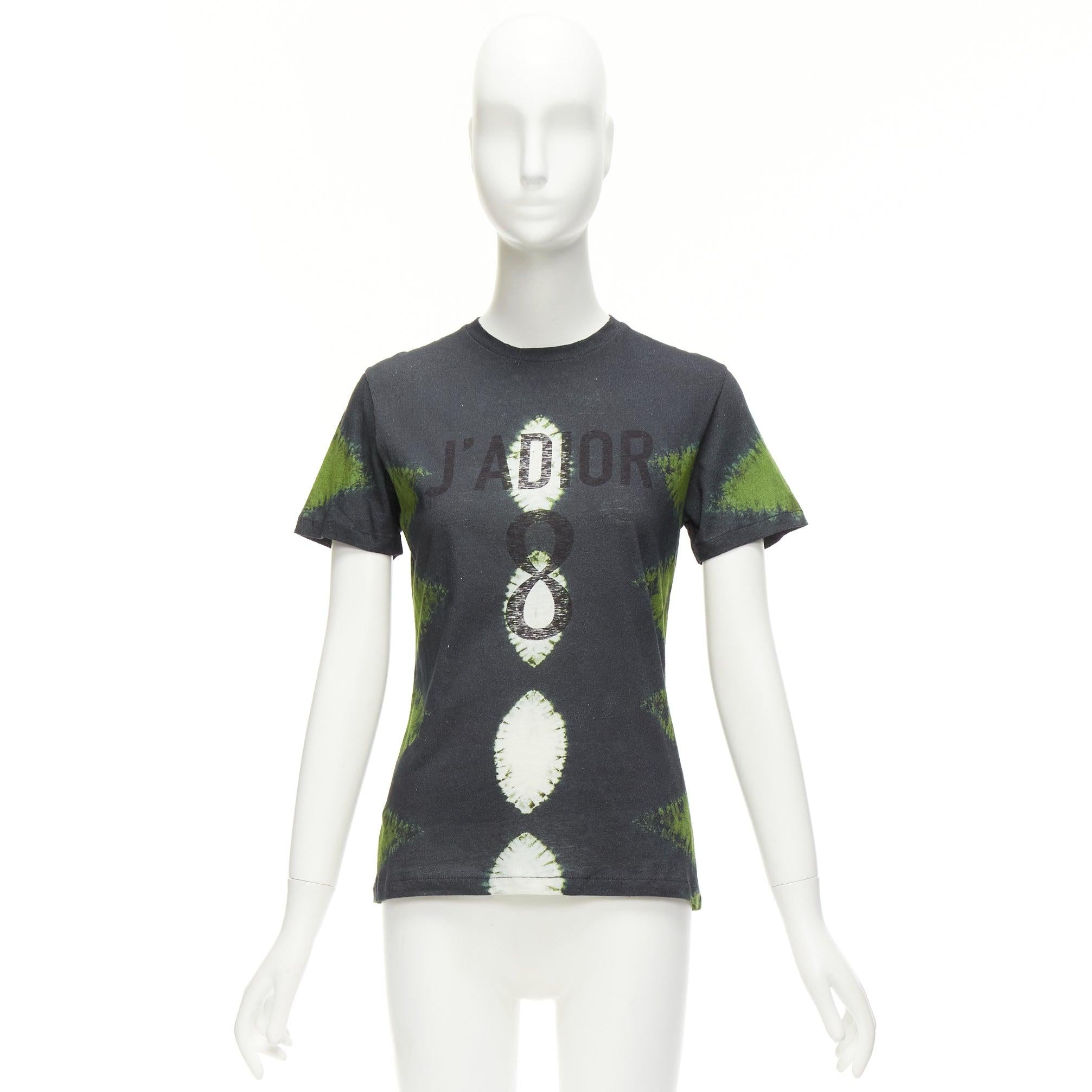 CHRISTIAN DIOR J'adior green grey tie dye cotton linen 8 tshirt XS For Sale 4