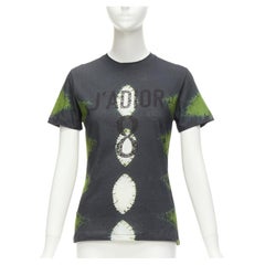 CHRISTIAN DIOR J'adior green grey tie dye cotton linen 8 tshirt XS