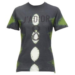 CHRISTIAN DIOR J'adior green grey tie dye cotton linen 8 tshirt XS