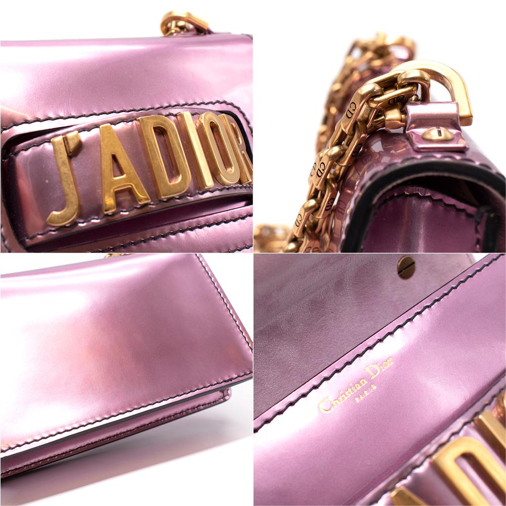 Women's Christian Dior J'Adior Metallic Pink Mirror Calfskin Flap Bag For Sale