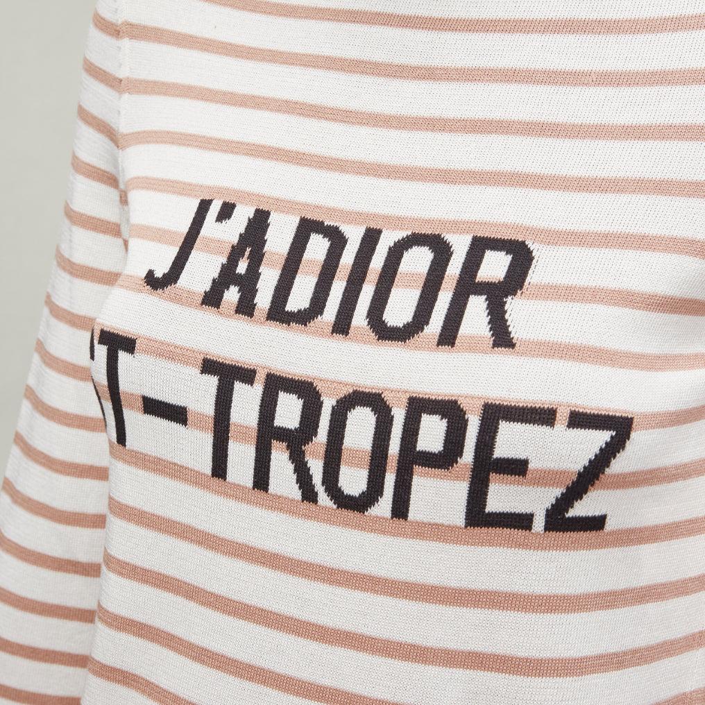 CHRISTIAN DIOR Jadior St Tropez beige cream stripe cropped sweater FR34 XS For Sale 2