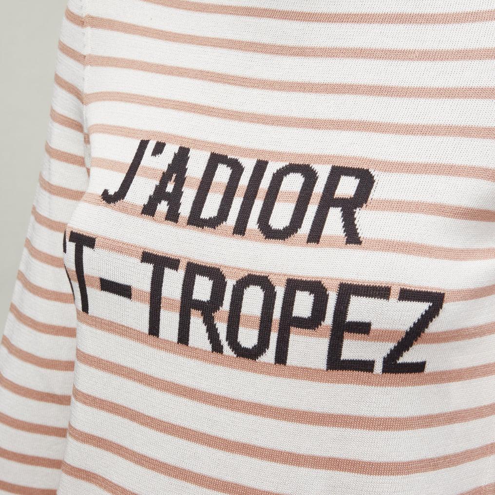 CHRISTIAN DIOR Jadior St Tropez beige cream stripe cropped sweater FR34 XS For Sale 3