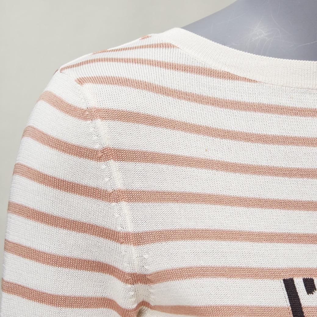 CHRISTIAN DIOR Jadior St Tropez beige cream stripe cropped sweater FR34 XS For Sale 3