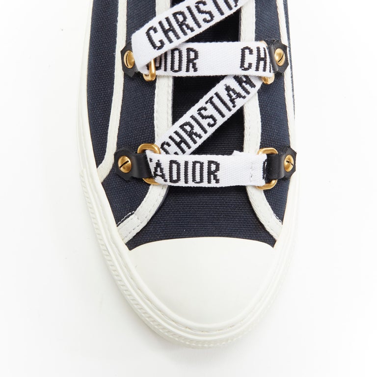 CHRISTIAN DIOR J'adior Walk'n'Dior mid calf navy canvas flat sneaker boot  EU37.5 at 1stDibs