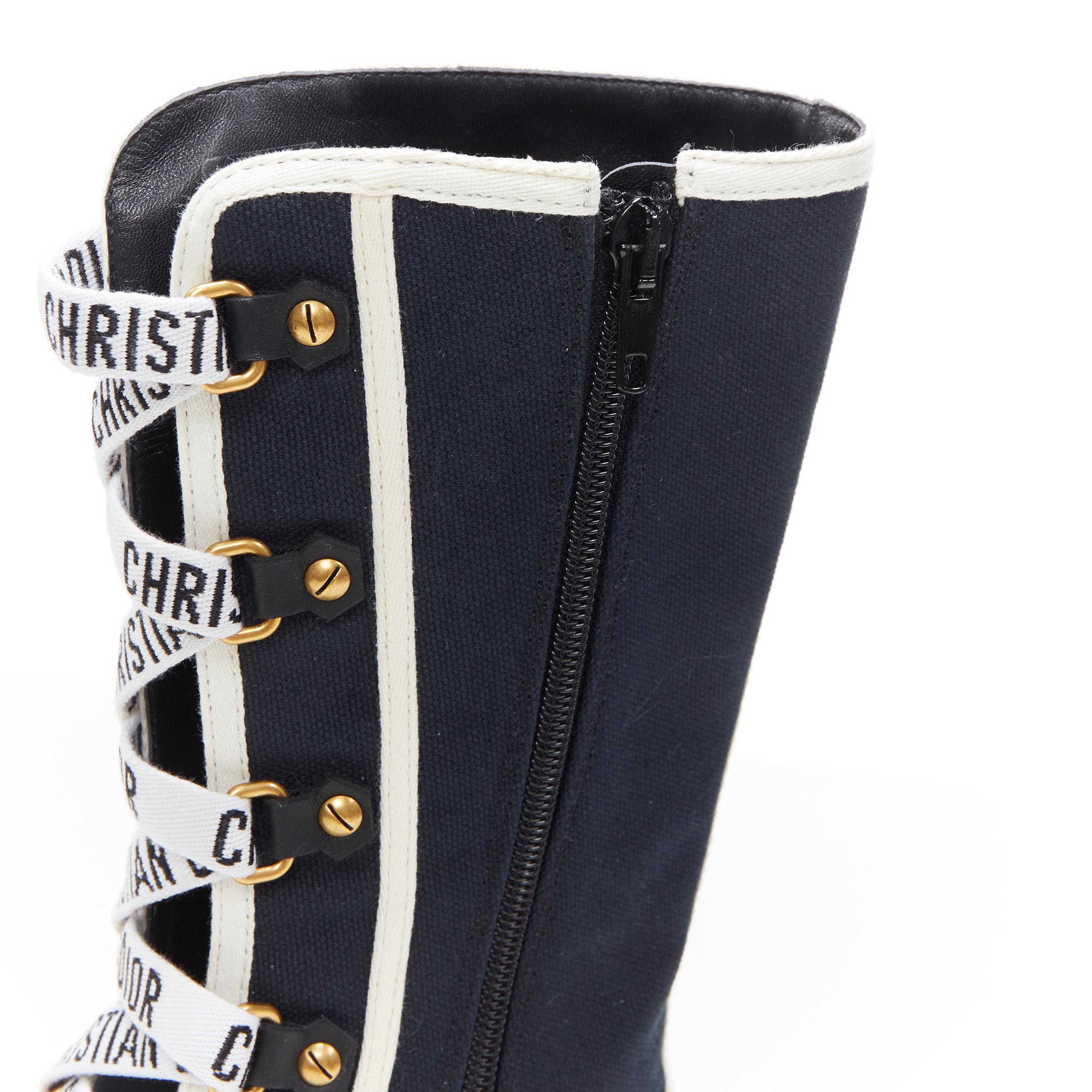 CHRISTIAN DIOR J'adior Walk'n'Dior mid calf navy canvas flat sneaker boot EU37.5 1