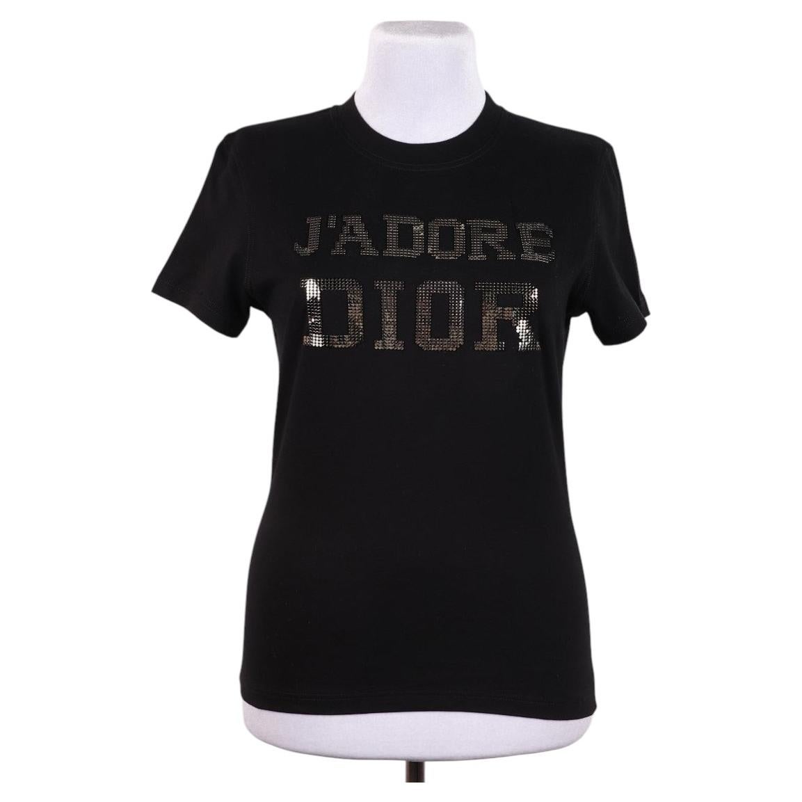 DIOR J'adior 8 black logo distressed screen print fitted tshirt XS