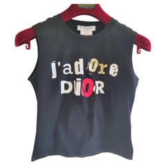 Christian Dior J'adore by John Galliano Black Graffiti T-shirt Tee Crop Tank Top