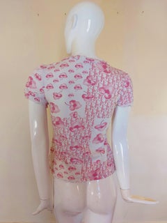 Christian Dior J'adore Flor de Cerezo Monograma Logotipo Floral Top Camisa Rosa