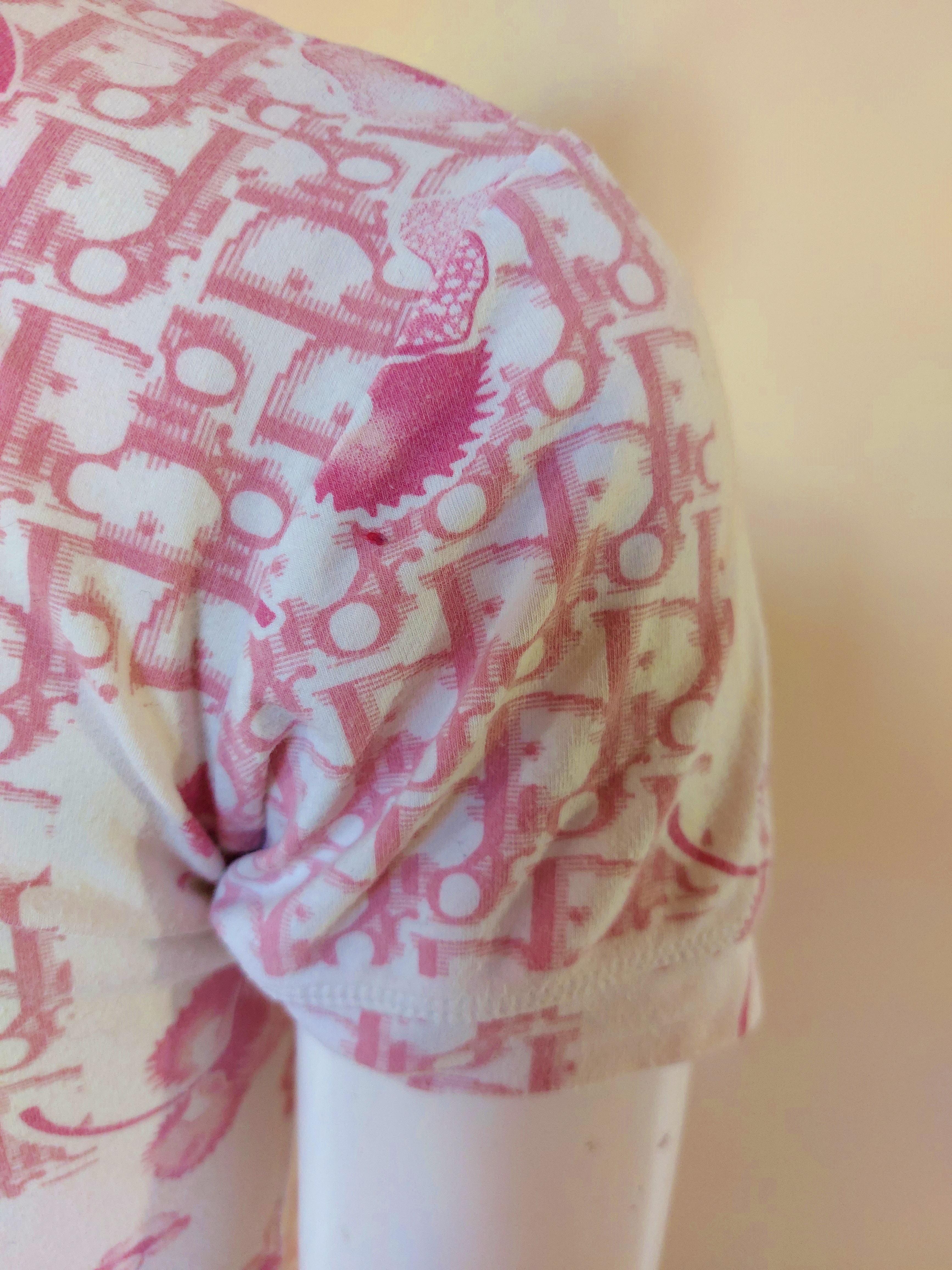 Women's Christian Dior J’adore Cherry Blossom Monogram Floral Logo Pink Top Shirt