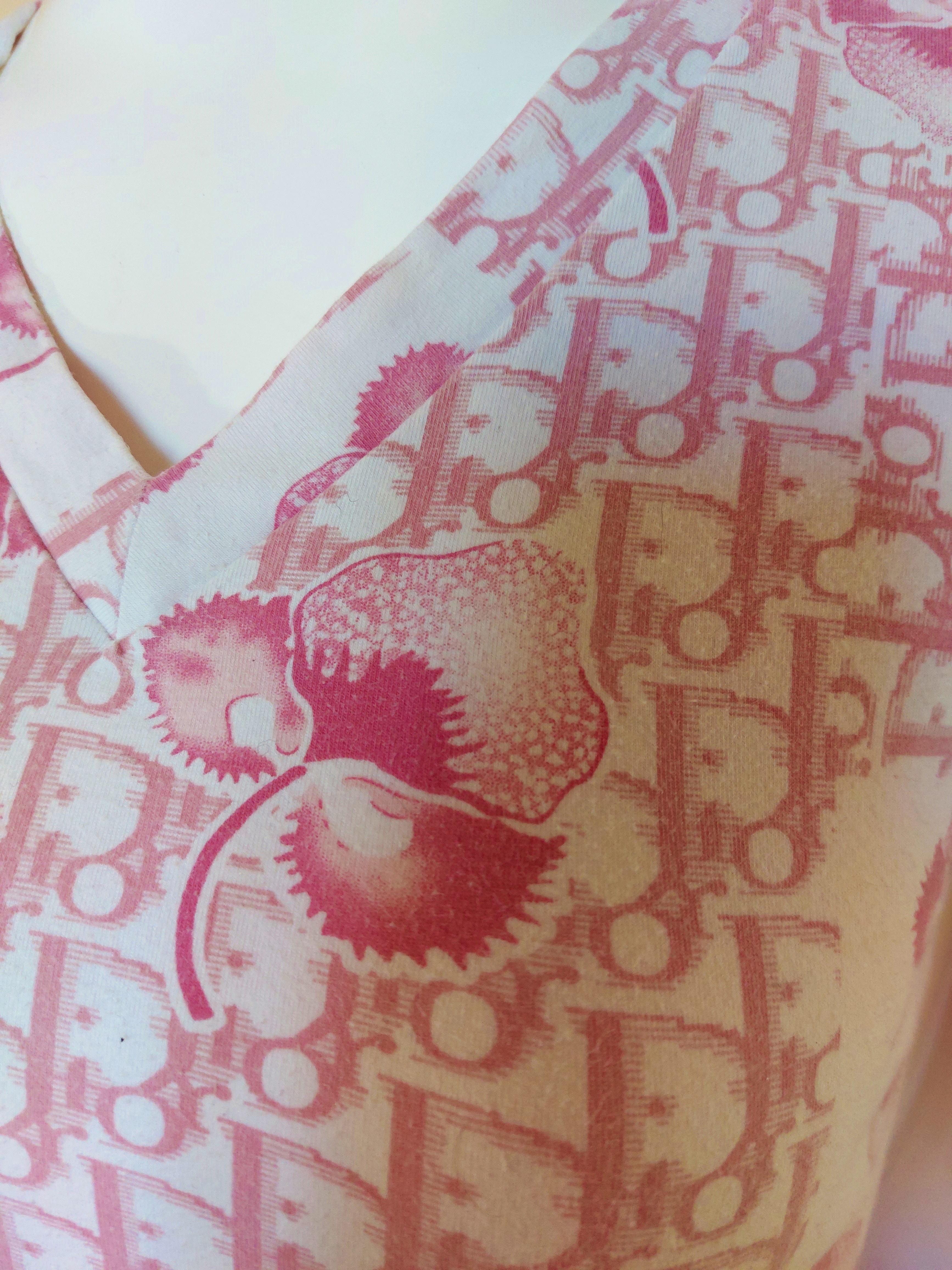 Christian Dior J’adore Cherry Blossom Monogram Floral Logo Pink Top Shirt 5