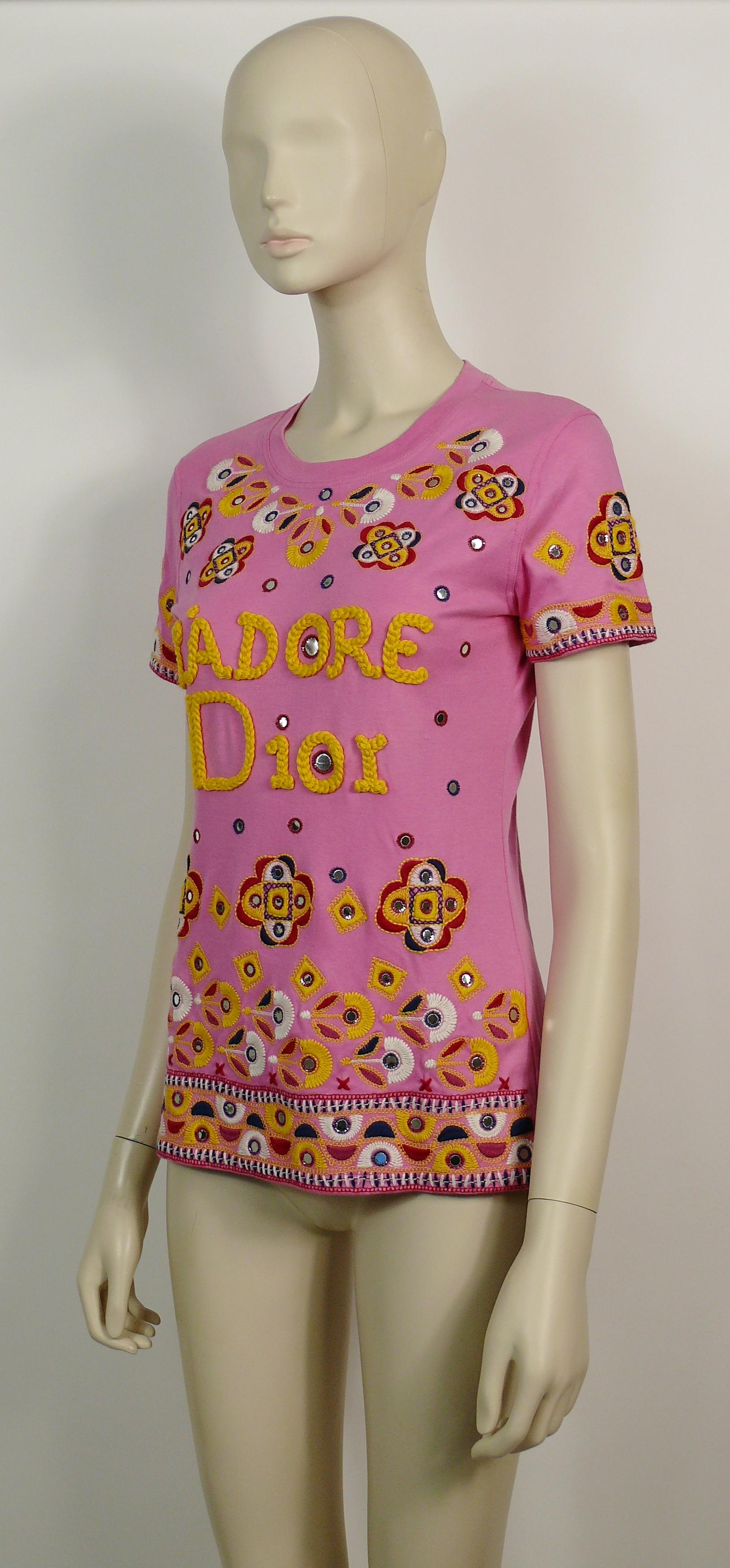 Pink Christian Dior J'adore Dior Embroidered T-Shirt US Size 6