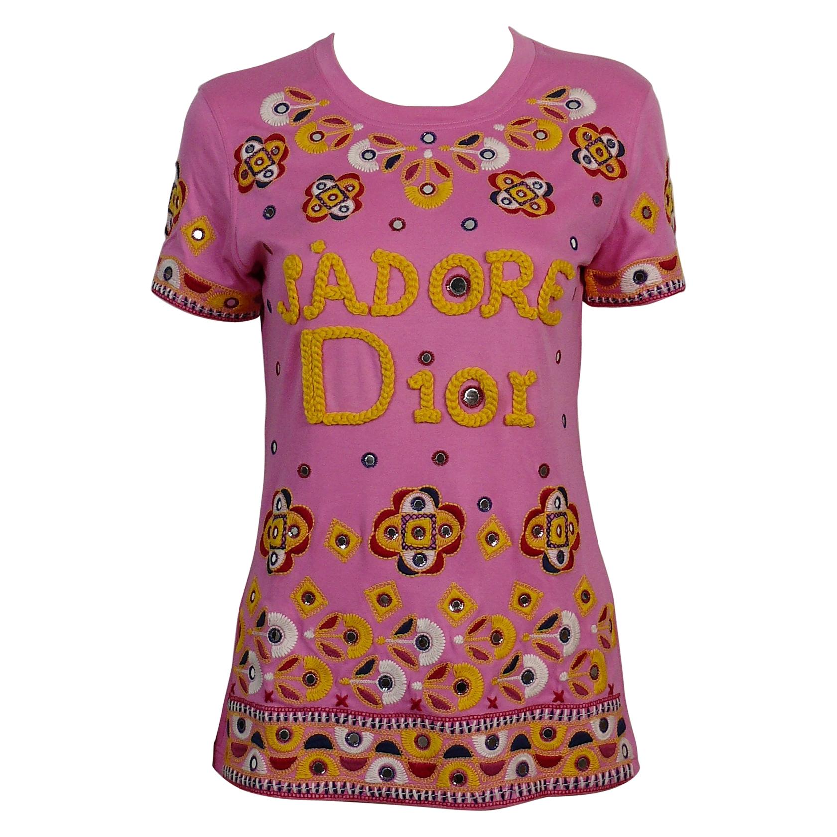Christian Dior J'adore Dior Embroidered T-Shirt US Size 6