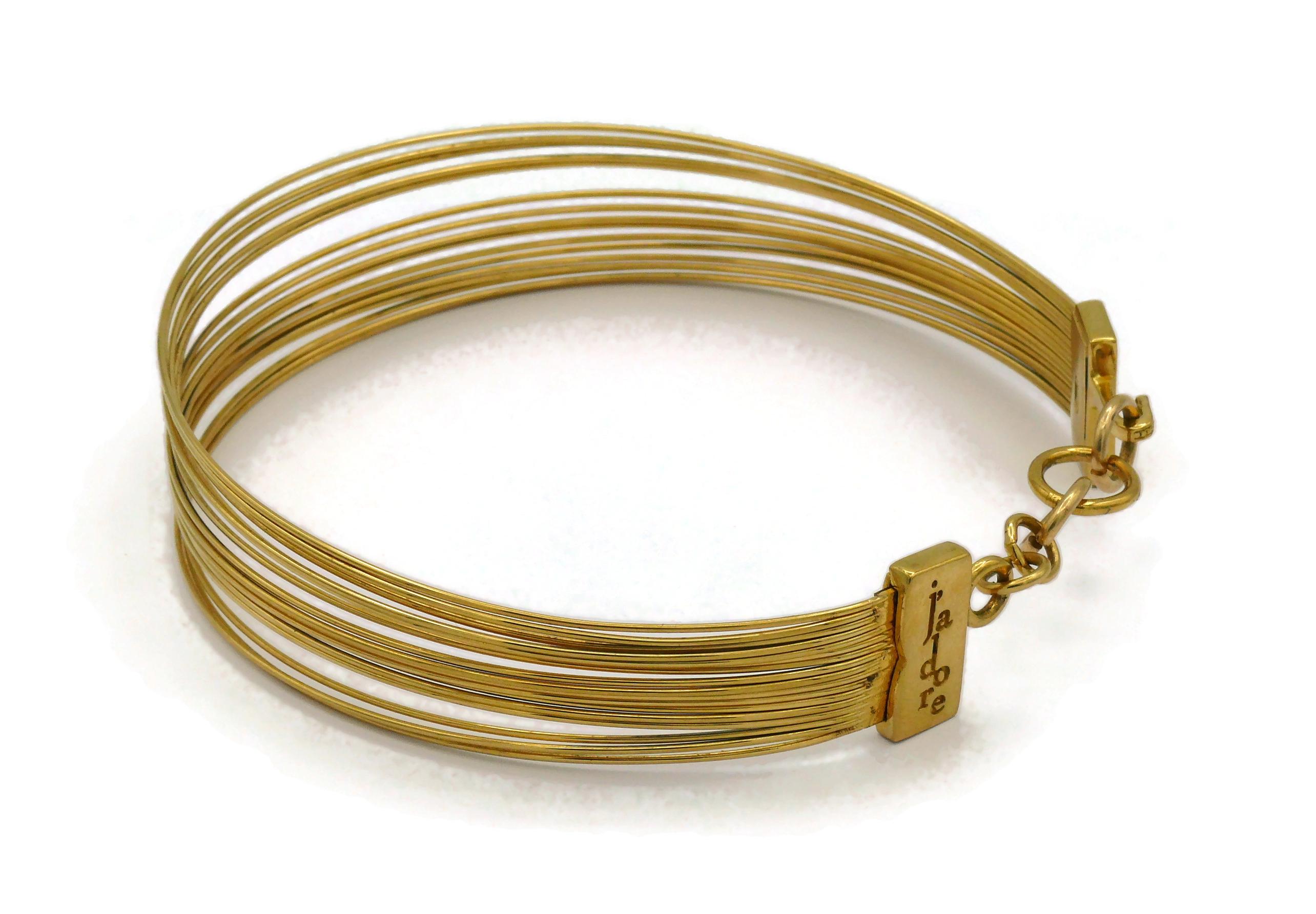 CHRISTIAN DIOR J'Adore Gold Tone Wire Choker Necklace Small Model 1