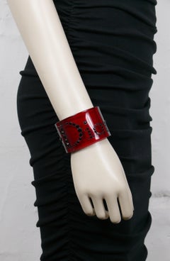 CHRISTIAN DIOR Jewelled Red Resin Cuff Bracelet