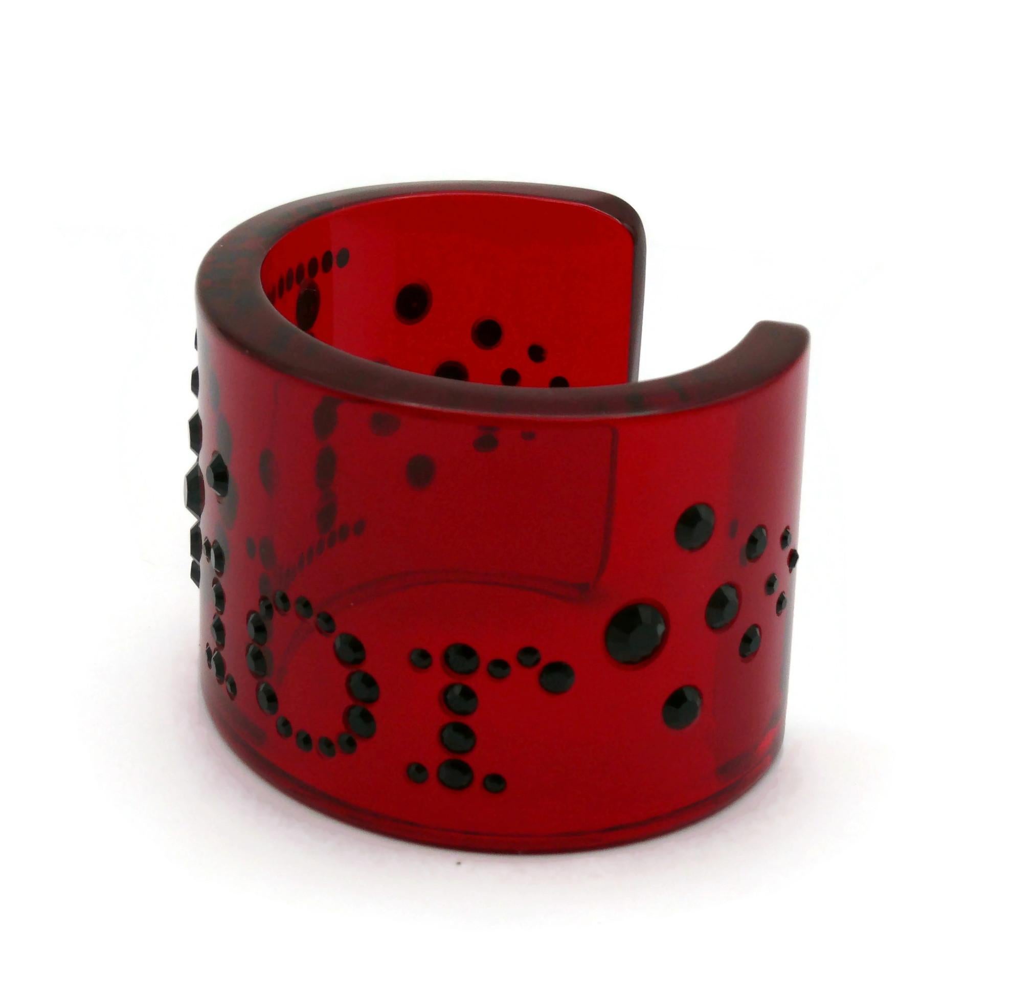 Women's CHRISTIAN DIOR Jewelled Red Resin Cuff Bracelet For Sale