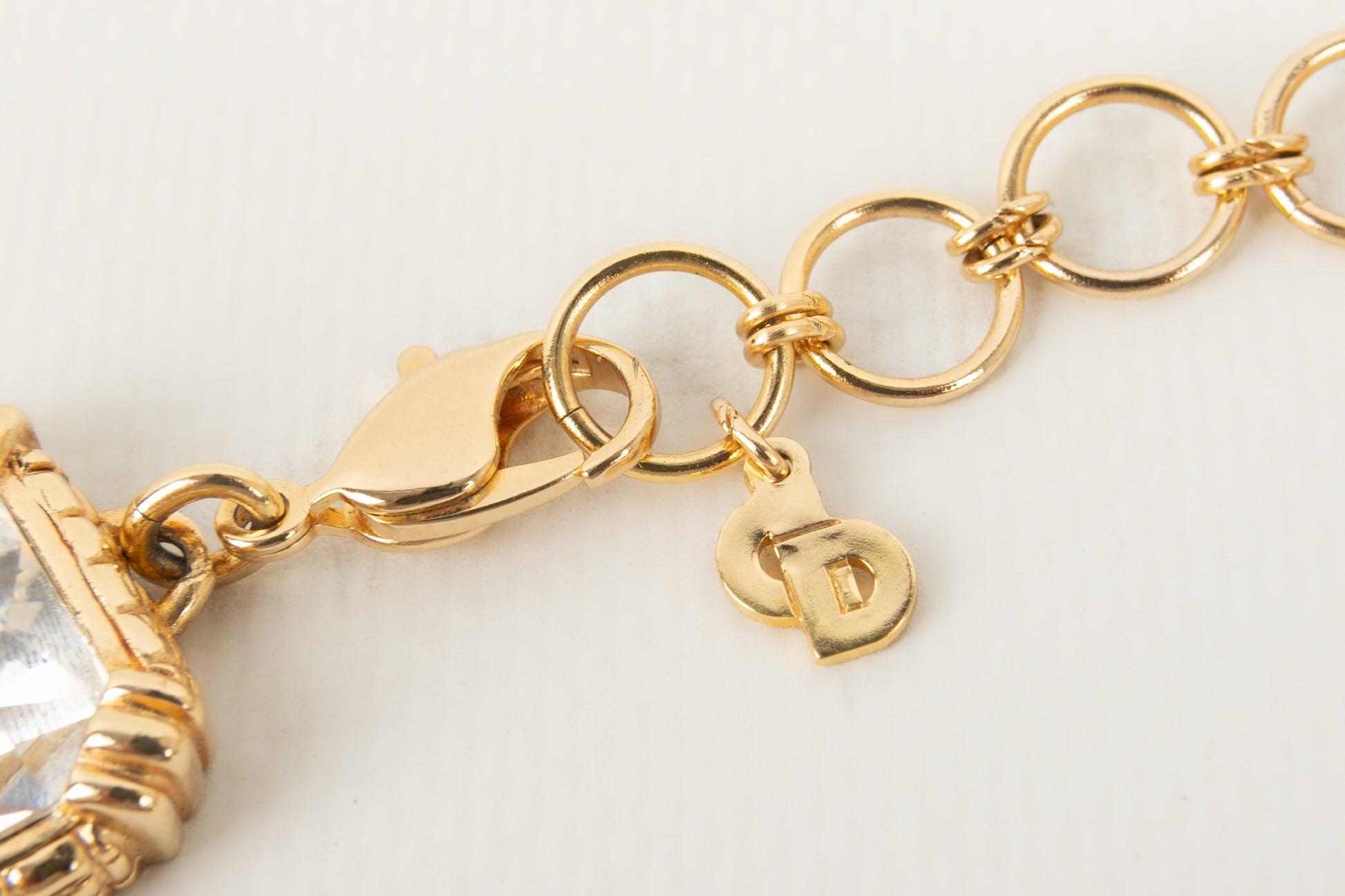 Christian Dior Jewelry Zusammengesetzt aus goldener Metallhalskette und Ohrclips im Angebot 3