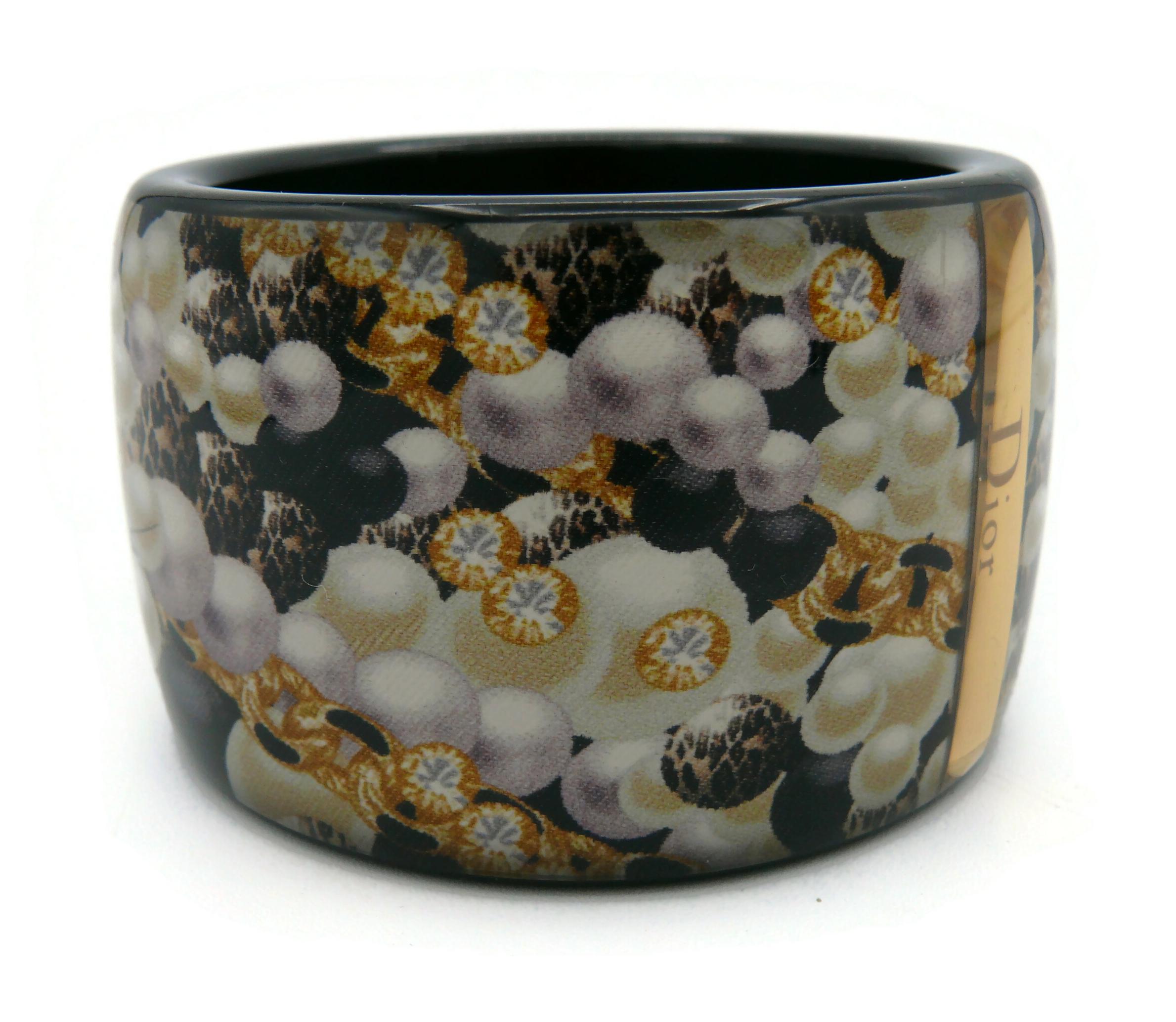 CHRISTIAN DIOR Jewelry Print Resin Cuff Bracelet For Sale 2