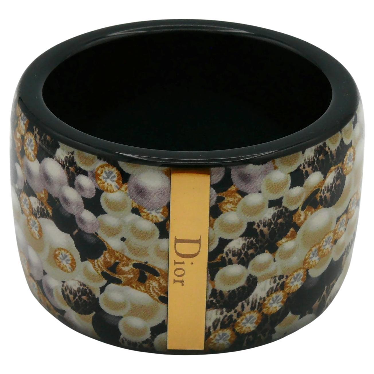 CHRISTIAN DIOR Jewelry Print Resin Cuff Bracelet For Sale