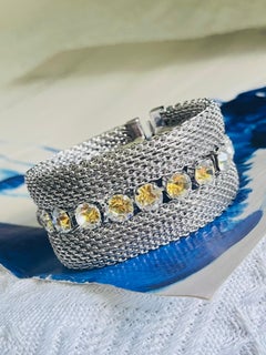 CHRISTIAN DIOR John Galliano for Christian Dior 1996 Bracciale in argento con cristalli a maglie Citrino