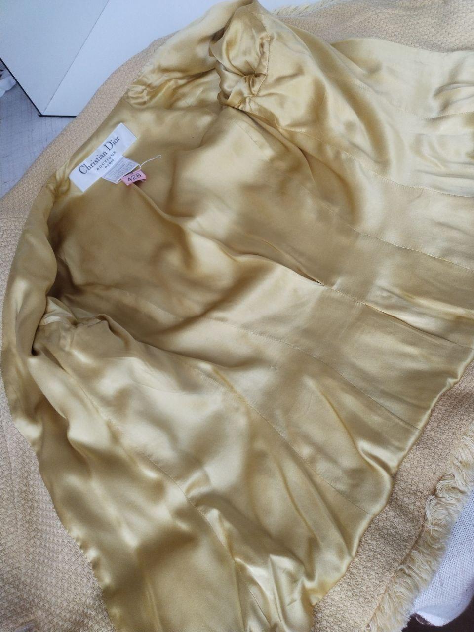 Christian Dior & John Galliano 1997 Geisha / Pin-up Yellow Wool Tweed Jacket For Sale 11