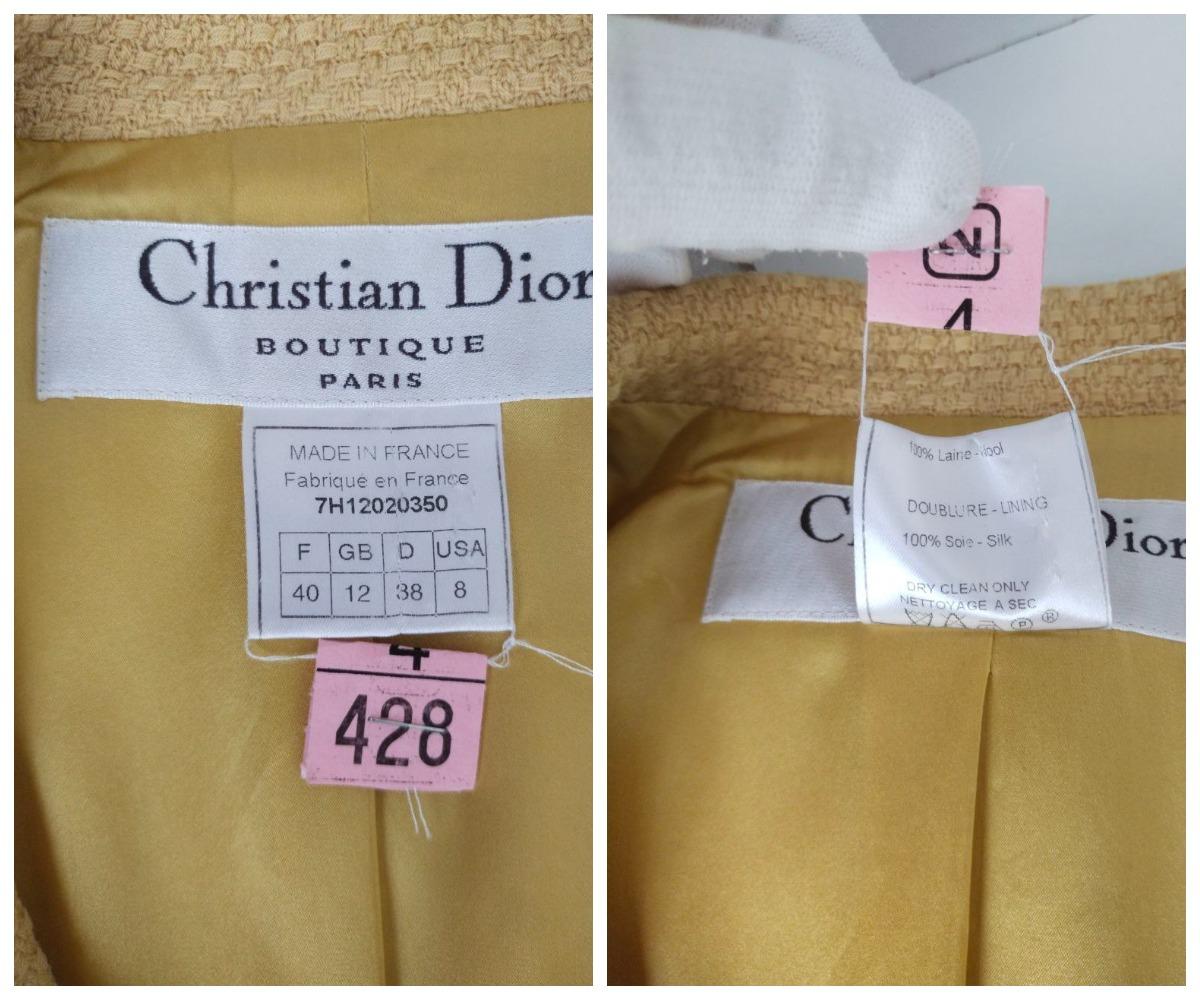 Christian Dior & John Galliano 1997 Geisha / Pin-up Yellow Wool Tweed Jacket For Sale 5