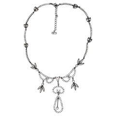 CHRISTIAN DIOR John Galliano 1997 Rare Vintage Fall Crystals Leaf Bib Necklace
