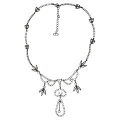 CHRISTIAN DIOR John Galliano 1997 Rare Vintage Fall Crystals Leaf Bib Necklace