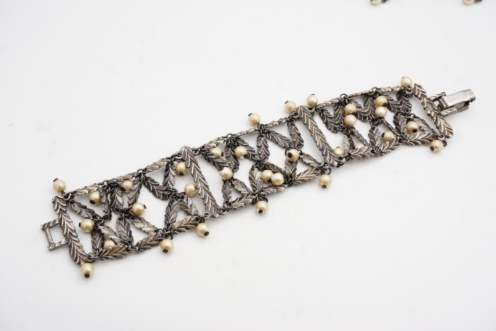 CHRISTIAN DIOR John Galliano 1998 Beads Pearls Leaf Feather Layer Lattice 3 Set For Sale 12