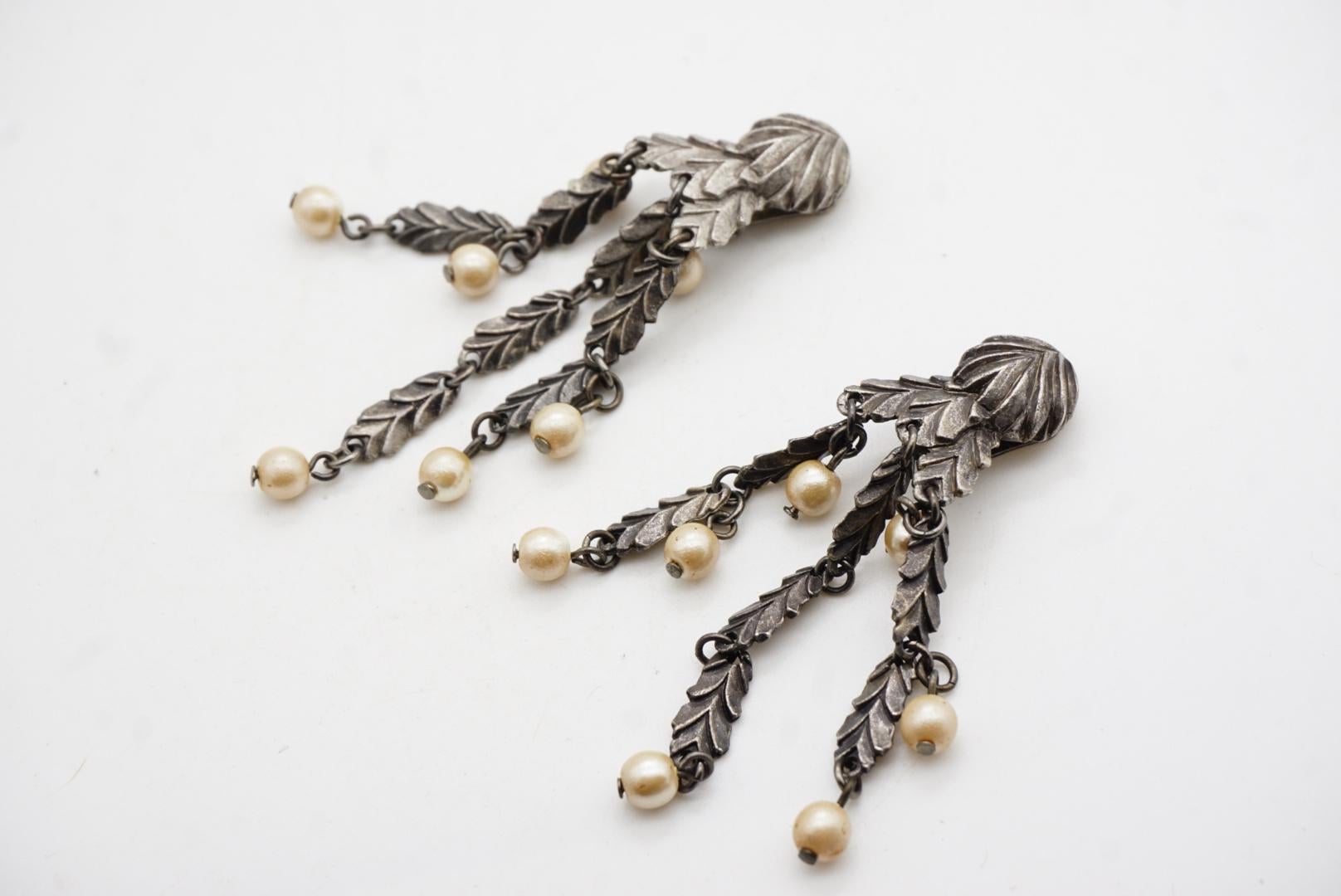 CHRISTIAN DIOR John Galliano 1998 Beads Pearls Leaf Feather Layer Lattice 3 Set For Sale 13