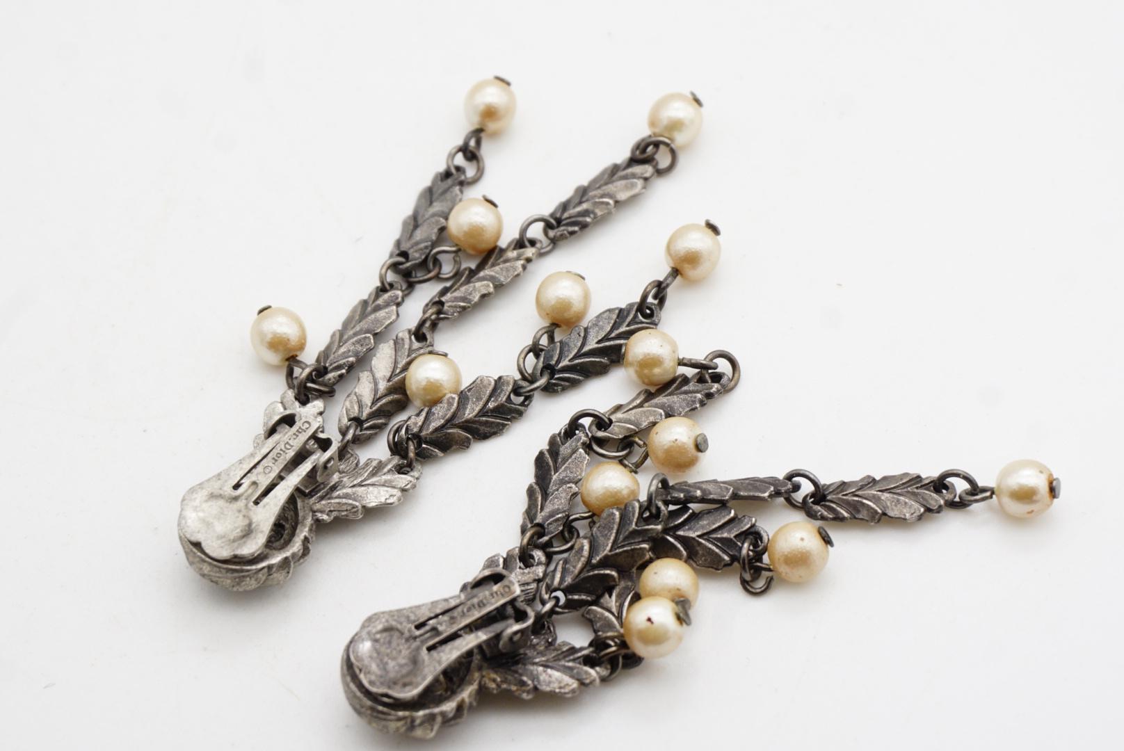 CHRISTIAN DIOR John Galliano 1998 Beads Pearls Leaf Feather Layer Lattice 3 Set For Sale 14