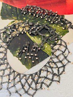 CHRISTIAN DIOR John Galliano 1998 Beads Pearls Leaf Feather Layer Lattice 3 Set