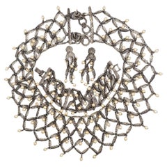 CHRISTIAN DIOR John Galliano 1998 Beads Pearls Leaf Feather Layer Lattice 3 Set