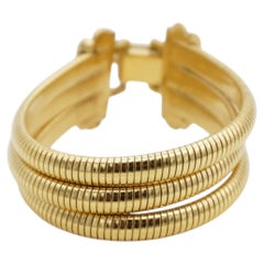 Christian Dior John Galliano 1998 Gold Strands Omega Coil Wide Bangle Bracelet