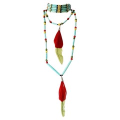 CHRISTIAN DIOR John Galliano 1998 Maasai Haute Couture : collier emblématique à plumes