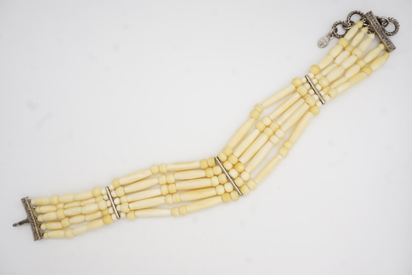 CHRISTIAN DIOR John Galliano for Christian Dior 1998 Collana a girocollo a 5 fili con perline Maasai Avorio in vendita 6