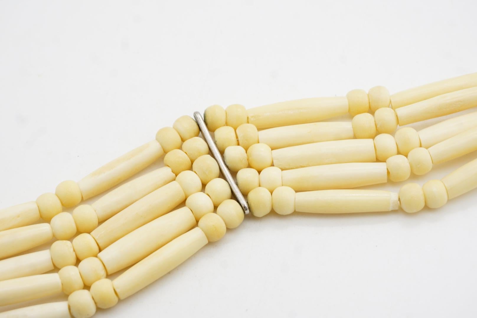 CHRISTIAN DIOR John Galliano for Christian Dior 1998 Collana a girocollo a 5 fili con perline Maasai Avorio in vendita 9