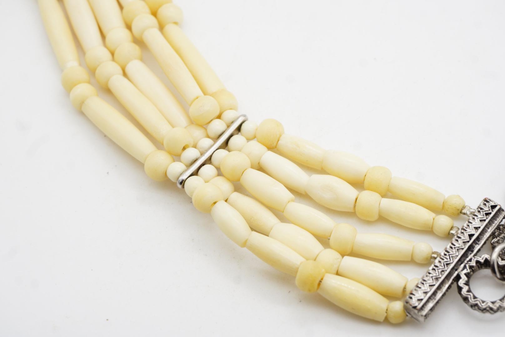 CHRISTIAN DIOR John Galliano for Christian Dior 1998 Collana a girocollo a 5 fili con perline Maasai Avorio in vendita 10