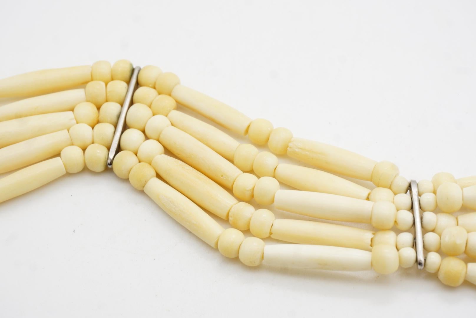 CHRISTIAN DIOR John Galliano for Christian Dior 1998 Collana a girocollo a 5 fili con perline Maasai Avorio in vendita 11