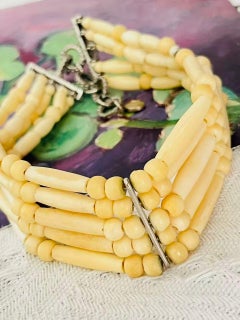 CHRISTIAN DIOR John Galliano 1998 Maasai Ivory Beads 5 Strands Choker Necklace