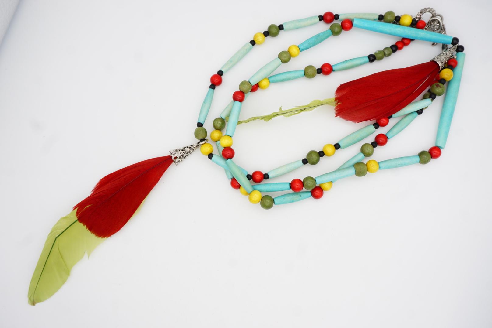 CHRISTIAN DIOR John Galliano for Christian Dior 1998 Collana con Piume Turchesi Red Greene & Greene 2 in vendita 8