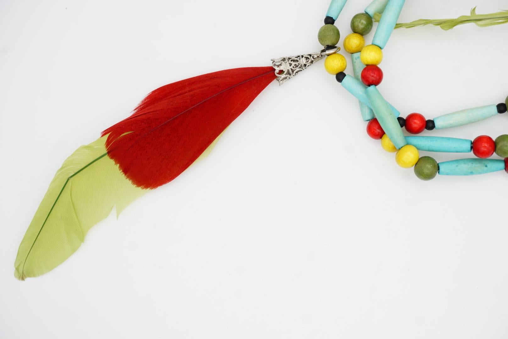 CHRISTIAN DIOR John Galliano for Christian Dior 1998 Collana con Piume Turchesi Red Greene & Greene 2 in vendita 10