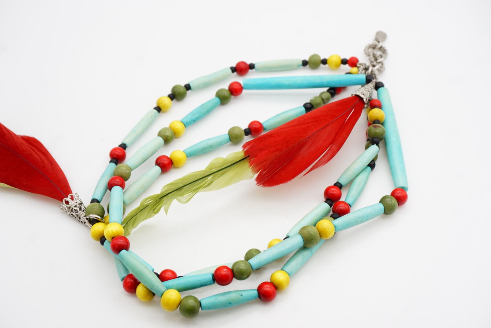 CHRISTIAN DIOR John Galliano for Christian Dior 1998 Collana con Piume Turchesi Red Greene & Greene 2 in vendita 11