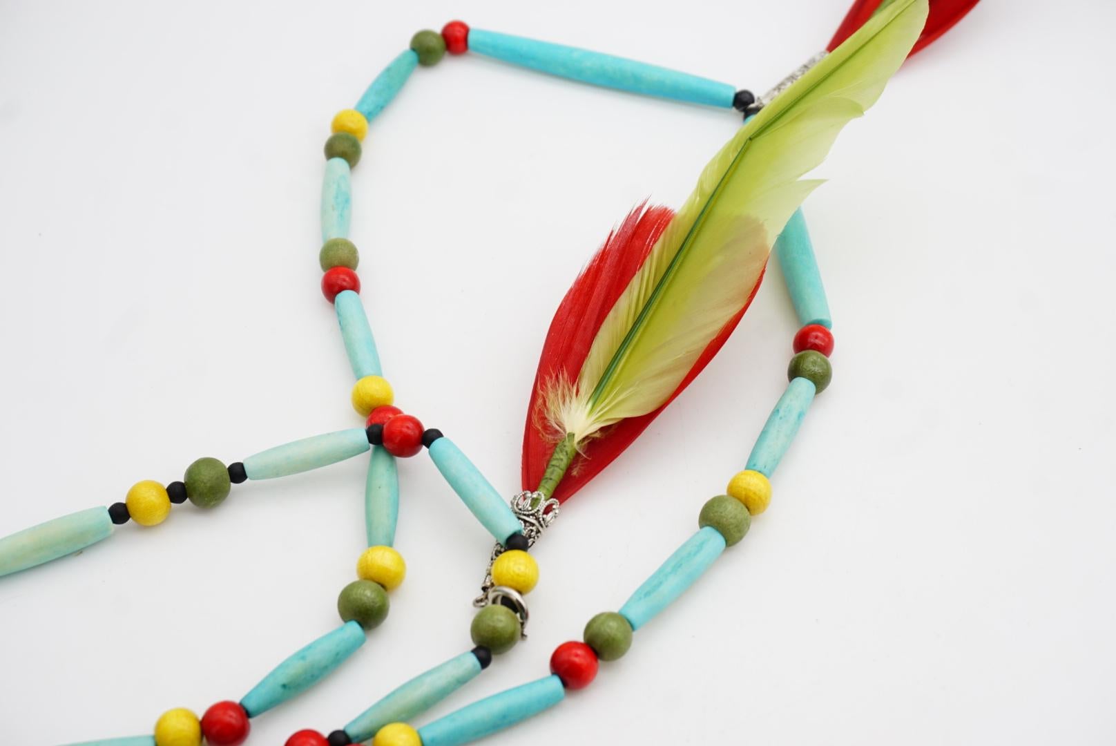 CHRISTIAN DIOR John Galliano for Christian Dior 1998 Collana con Piume Turchesi Red Greene & Greene 2 in vendita 15