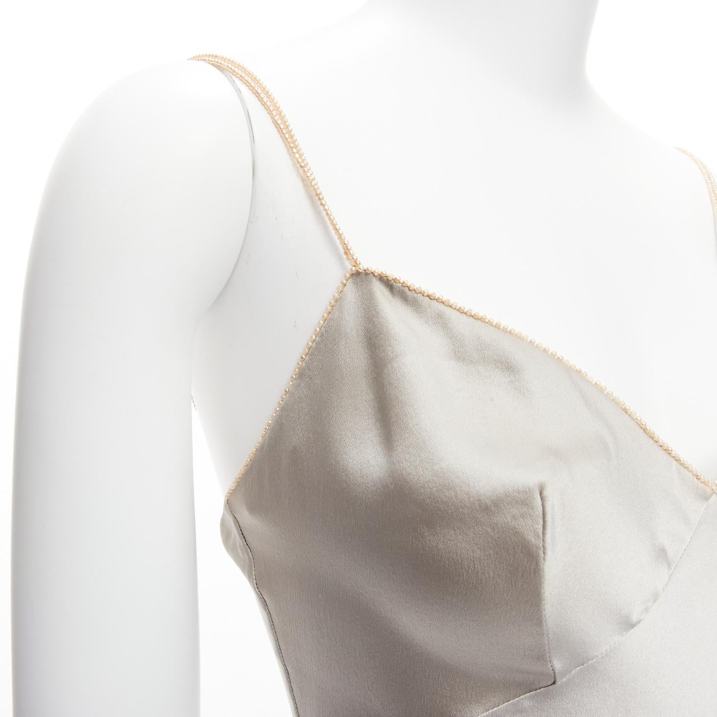 new CHRISTIAN DIOR John Galliano 1998 Vintage 100% genuine Pearls silver slip tank camisole FR36 S
Reference: TGAS/D00515
Brand: Christian Dior
Designer: John Galliano
Collection: SS 1998
Pattern: Solid
Extra Details: Embellishments are 100% genuine