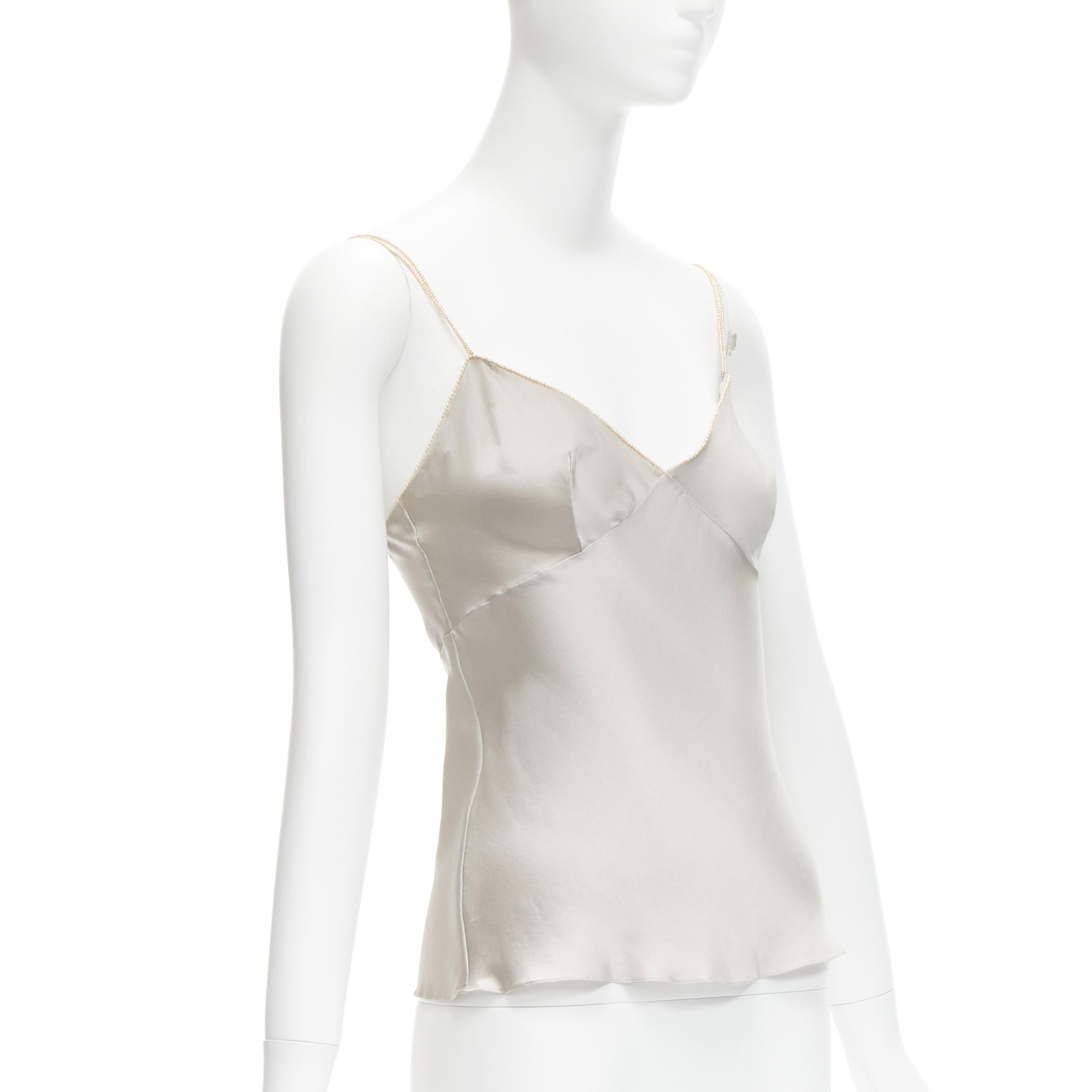 CHRISTIAN DIOR John Galliano 1998 Vintage Pearls slip tank camisole FR36 S In Excellent Condition For Sale In Hong Kong, NT
