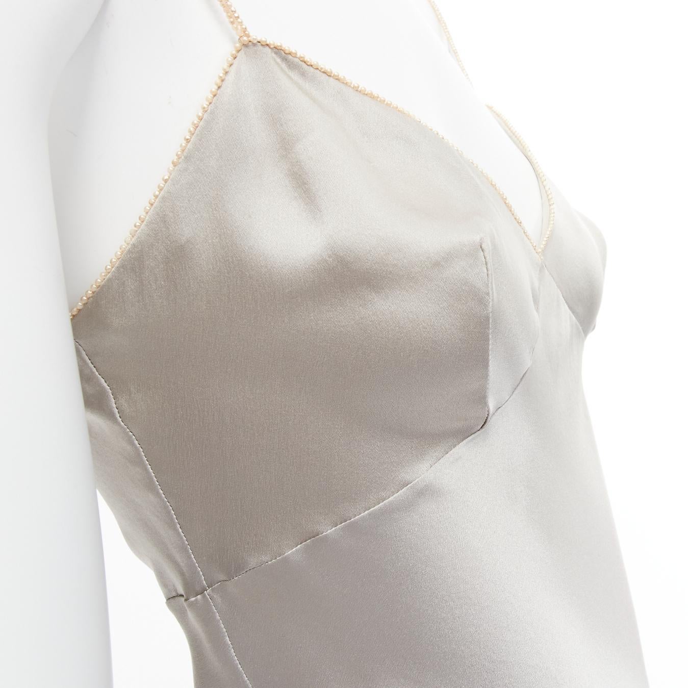 CHRISTIAN DIOR John Galliano 1998 Vintage Pearls slip tank camisole FR36 S For Sale 3