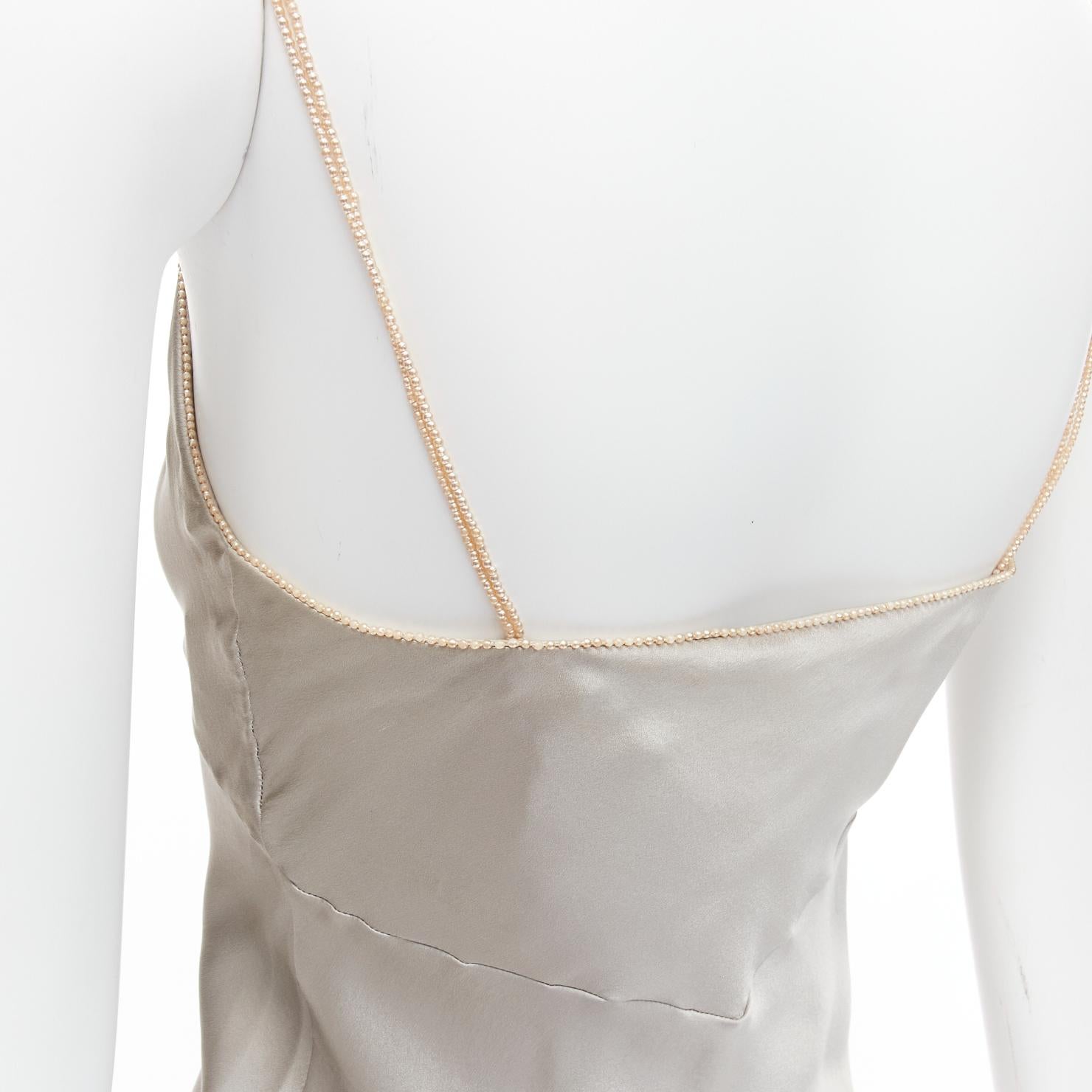 CHRISTIAN DIOR John Galliano 1998 Vintage Pearls slip tank camisole FR36 S For Sale 4