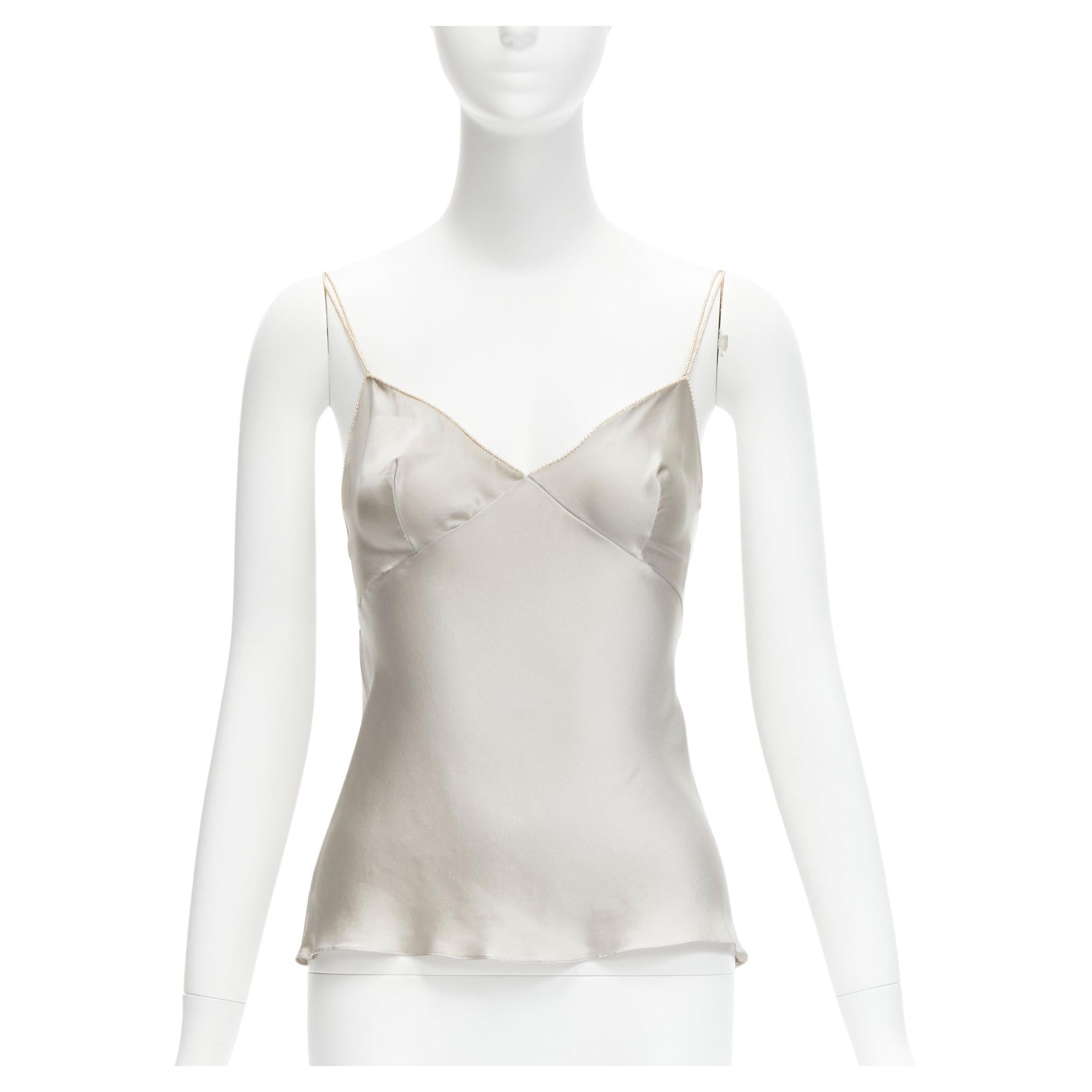 CHRISTIAN DIOR John Galliano 1998 Vintage Pearls slip tank camisole FR36 S For Sale